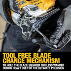 Dewalt 18V Akku-Pendelhubstichsäge DCS335NT (bürstenlos, verstellbarer Alu-Druckguss-Sägeschuh, 3-fach Pendelhub, inkl. Absaugadpater, Sägeschuh-Schutzauflage, TSTAK Box II, Lieferung ohne Akku)