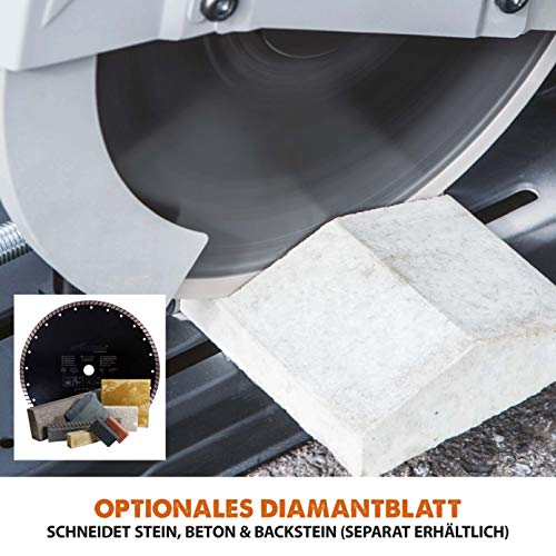 Evolution R355CPS Kappsäge Kapp-Zug-Gehrungssäge 2200 W | inkl. Ø 355 mm HM-Sägeblatt Multi-Material-Schneiden Holz, Aluminium, Stahl, Kunststoff | Schnittleistung von 120 x 120 mm | 0-45˚ Gehrung