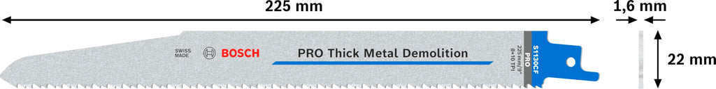 Bosch 5x PRO Thick Metal S1130CF Demolition Säbelsägeblatt (für Rohre und Profile aus Metall, Nichteisenmetalle, Länge 225 mm, Professional Zubehör Säbelsäge)