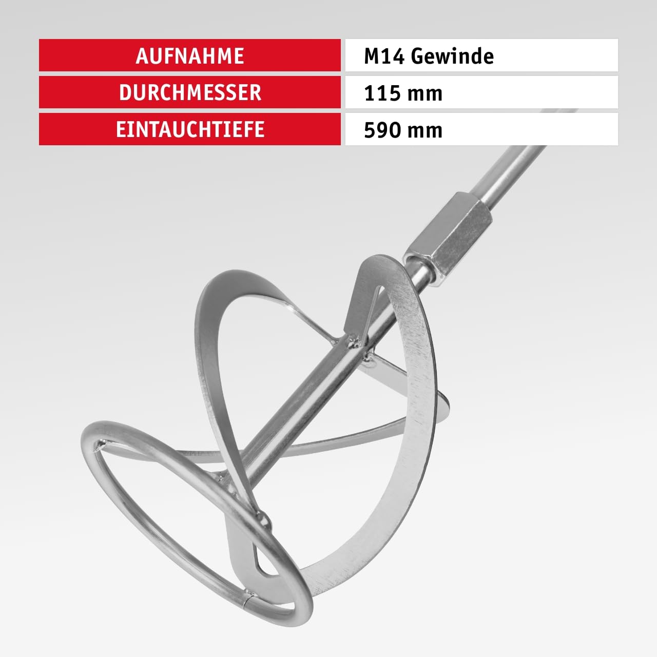 WALTER Farb- und Mörtelrührer 1400 Watt mit Softstartfmechanismus und elektronischer Drehzahlregelung inklusive Rondenrührer Ø 115mm