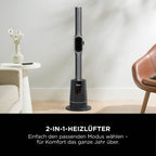 Shark TurboBlade Cool + Heat 2-in-1 Ventilator & Heizlüfter mit Thermo IQ, Fernbedienung & Oszillation | Flügelloser Turmventilator für Schnellheizung & Luftkühlung, Schwarz-Gold, TH200EU