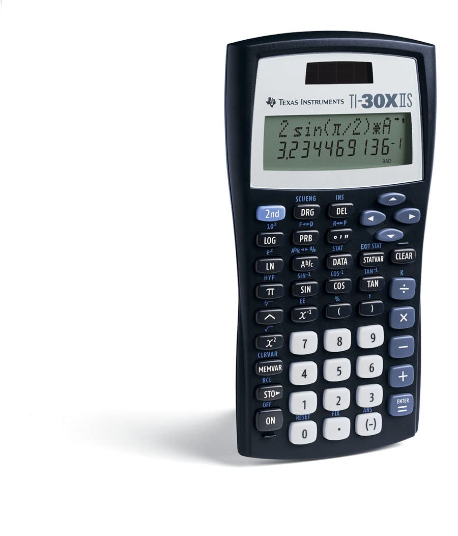 Texas Instruments TI-30 XIIS Schulrechner (zweizeilig, Solar- und Batteriebetrieb) Dunkelblau