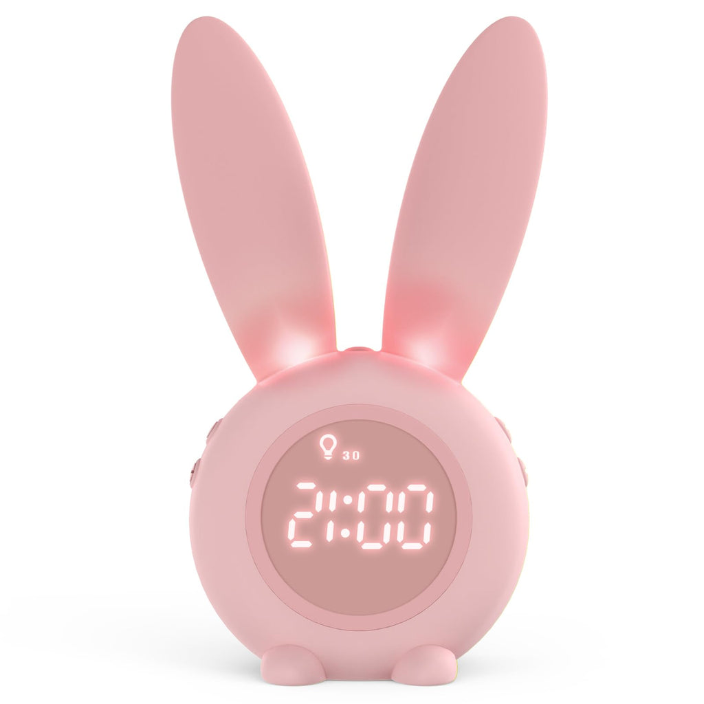 Homealexa Kinder Lichtwecker Cute Rabbit Kinderwecker Creative Nachttischlampe Snooze-Funktion, zeitgesteuertes Nachtlicht, Kindertagesgeschenk für Kinder, Mädchen (Pink)