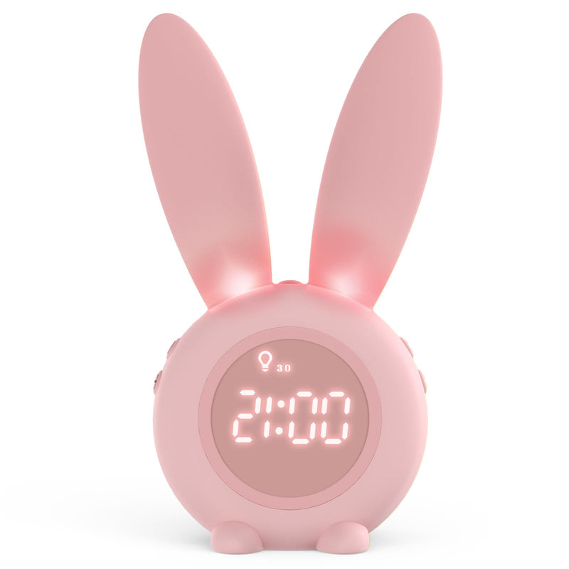 Homealexa Kinder Lichtwecker Cute Rabbit Kinderwecker Creative Nachttischlampe Snooze-Funktion, zeitgesteuertes Nachtlicht, Kindertagesgeschenk für Kinder, Mädchen (Pink)