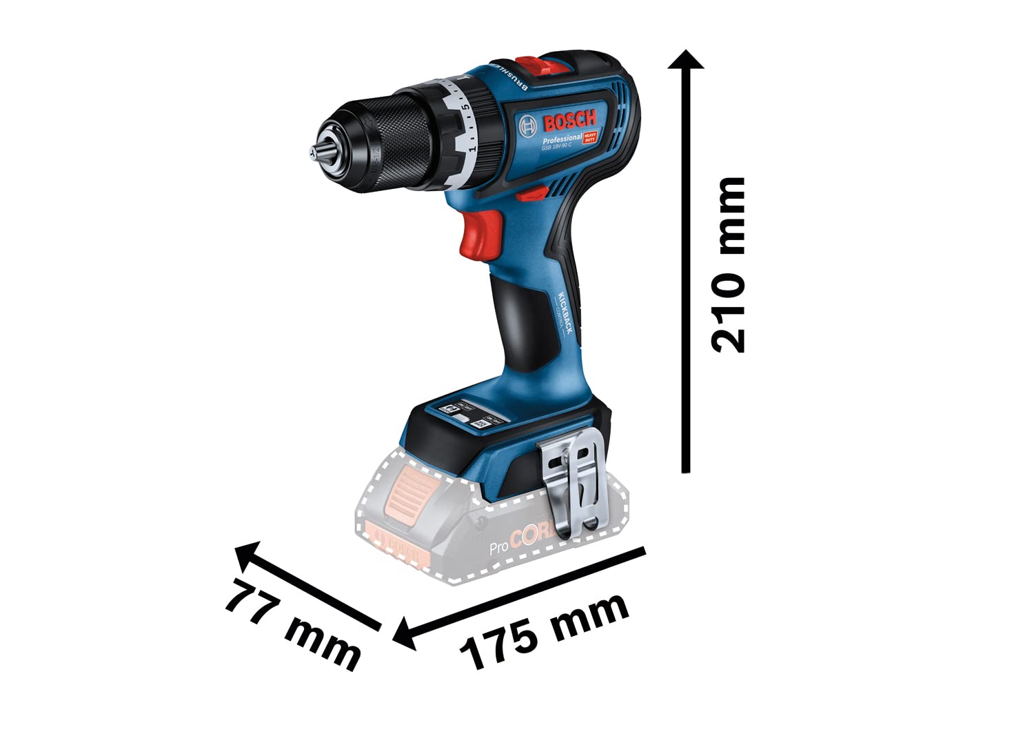 Bosch Professional 18V System Akku Schlagbohrmaschine GSB 18V-90 C (inkl. L-BOXX, ohne Akku/ Ladegerät)