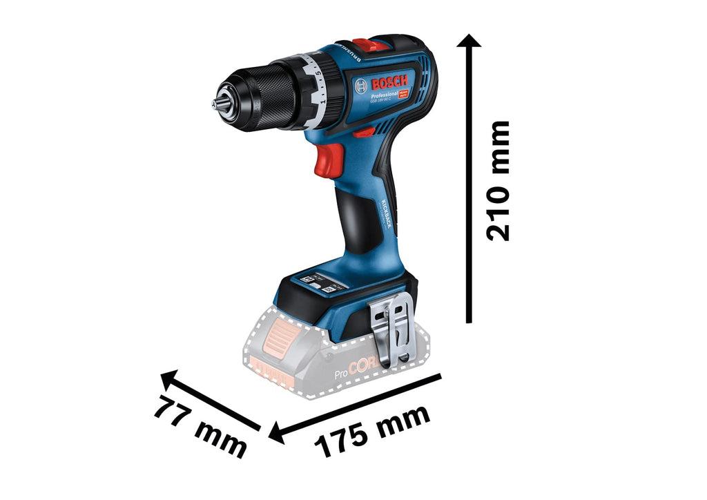 Bosch Professional 18V System Akku Schlagbohrmaschine GSB 18V-90 C (inkl. 2x Akkus 4.0Ah, Schnellladegerät GAL 18V-40, L-BOXX)