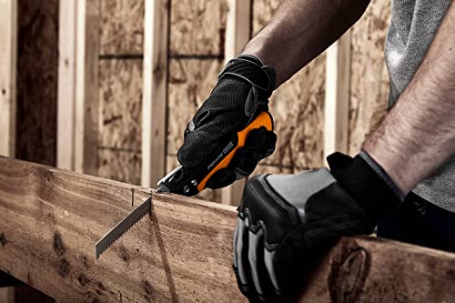 Fiskars Pro Kompakte Klappsäge, Inkl. 2 Sägeblättern, Sägeblattlänge: 15 cm, 13 TPI und 24 TPI, Schwarz/Orange, PowerTooth, 1062934