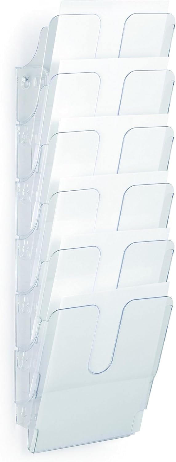 Durable Prospekthalter Wand (Flexiplus 6 Zeitschriftenhalter A4 Hochformat, Ablagefächer Wand) 1 Set, transparent, 1700008401