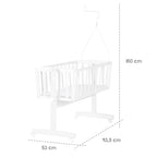 roba Babywiege 40 x 90 cm Kleine Wolke aus Holz - Stubenwagen & Wiege - Bett Set komplett mit Feststellfunktion - Wolken Motiv in Rosa - Inkl. Ausstattung - Holz weiß