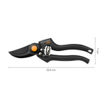 Fiskars Bypass-Gartenschere für frische Äste und Zweige, Antihaftbeschichtet, Hochwertige Stahl-Klingen, Länge: 22,5 cm, Schwarz/Orange, Pro, P90, 1001530