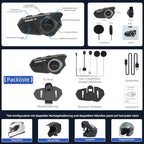 WAYXIN T2 Motorrad Headset mit Gegensprechanlage,Helm Kommunikationssystem für 2 Personen in Reichweite von 300m, mit Sprachassistent, Wasserdicht Freisprecheinrichtung,Musikanrufsteuerung(1pc)