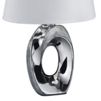 Reality Leuchten Taba R50511089 Tischleuchte, Keramik, Stoffschirm Weiß/Silberfarbig, Höhe 33cm