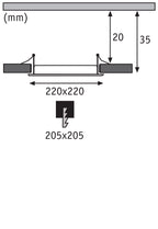 Paulmann Leuchten 92078 Einbaupanel LED eckig 18 W 4000 K, Plastik, chrom matt, 22 x 22 x 0.5 cm