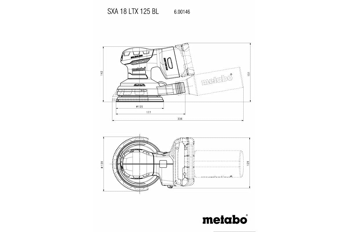 Metabo Set SXA 18 LTX 125 BL Akku-Exzenterschleifer 18V - metaBOX 215- mit Zubehör - 691200000