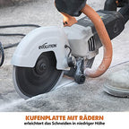 Evolution R230DCT Betonsäge Elektrische Steinsäge 2000W Steinschneidemaschine 230 mm Scheibendurchmesser Sägeblatt Diamantblatt Nicht Enthalten, 90 mm Schnitttiefe, Schneidet Mauerwerk und Beton