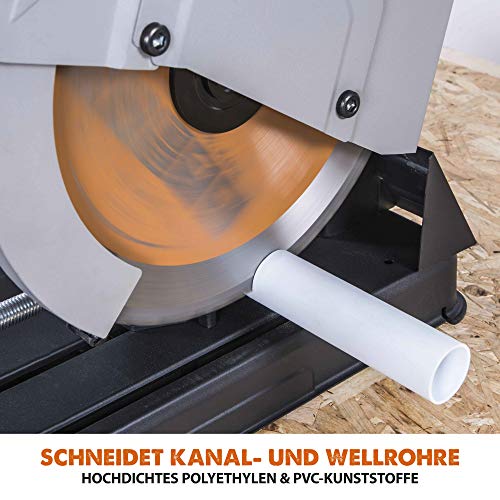 Evolution R355CPS Kappsäge Kapp-Zug-Gehrungssäge 2200 W | inkl. Ø 355 mm HM-Sägeblatt Multi-Material-Schneiden Holz, Aluminium, Stahl, Kunststoff | Schnittleistung von 120 x 120 mm | 0-45˚ Gehrung