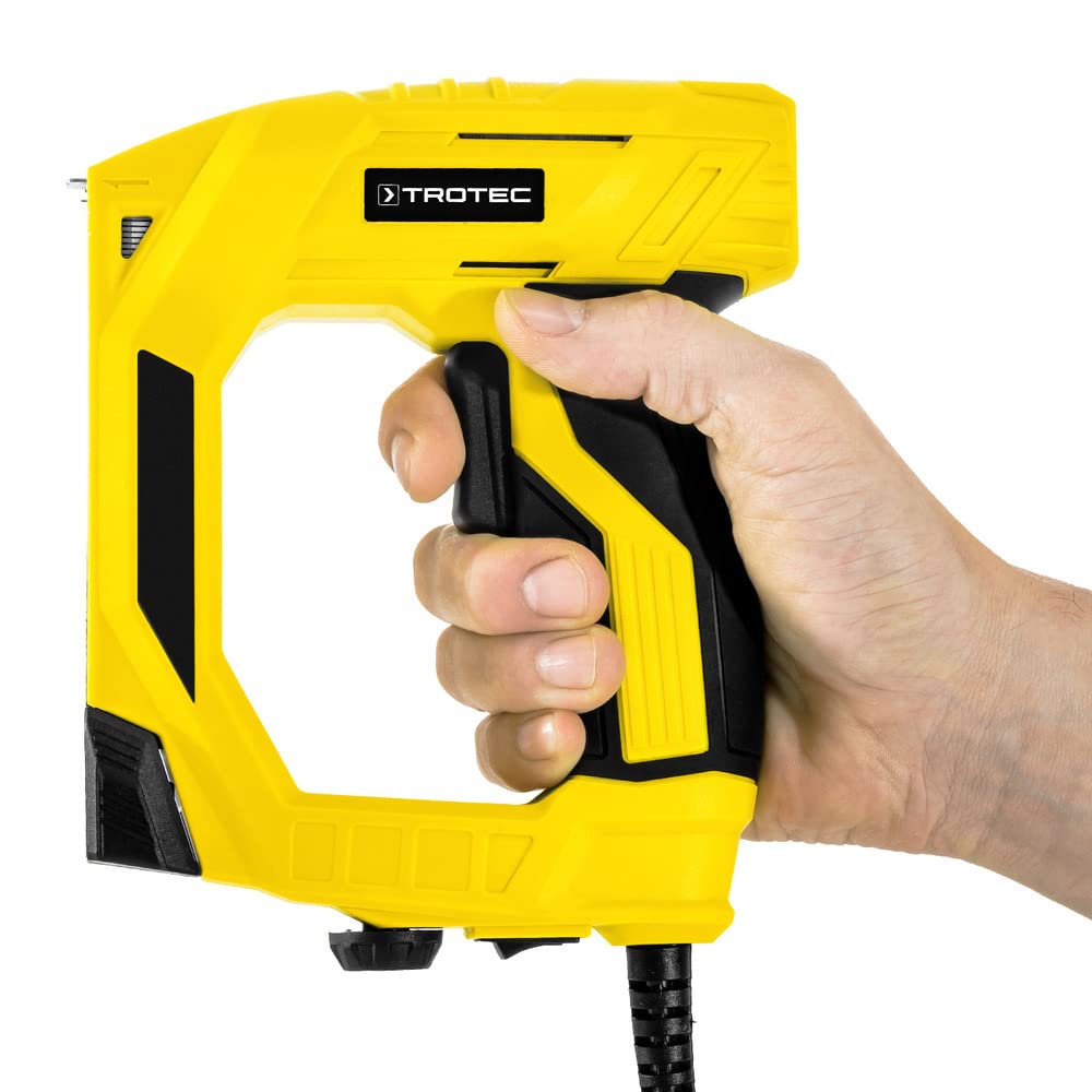 TROTEC Elektrotacker PTNS 11-230V – 45 W Motor, 30 Schüsse/Min., für Klammern Typ 53 & Nägel Typ 47, Sicherheitsnase, Softgrip, Füllstandsanzeige, 3 m Kabel, inkl. 200 Klammern & 100 Nägel