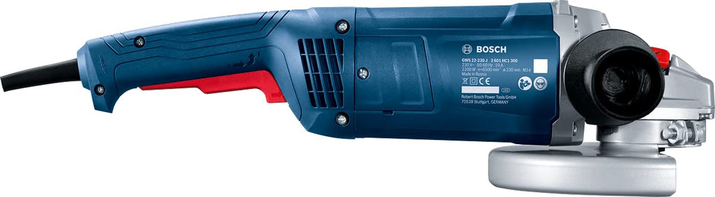 Bosch Professional Winkelschleifer GWS 22-230 J (Leistung 2.200 Watt, inkl. Zweilochschlüssel, Aufnahmeflansch, Spannmutter, Abdeckschutz, Zusatzhandgriff)
