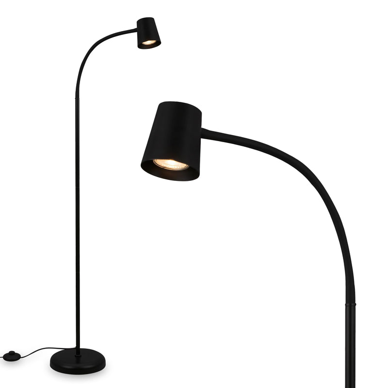 BRILONER – Stehlampe als Deko im Wohnzimmer und Leselampe, Schwenkbare Lampe, Wohnzimmerlampe, Fußtaster, Indirekte Beleuchtung, Schwarz