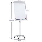 FRANKEN Flipchart, Beschreibbar, Magnetisch, Mobil, Mit Rollen, Whiteboard mit Ständer, Papierhalterung und Stifteablage, 68 x 105 cm, X-tra!Line Mobil, EL-FC31
