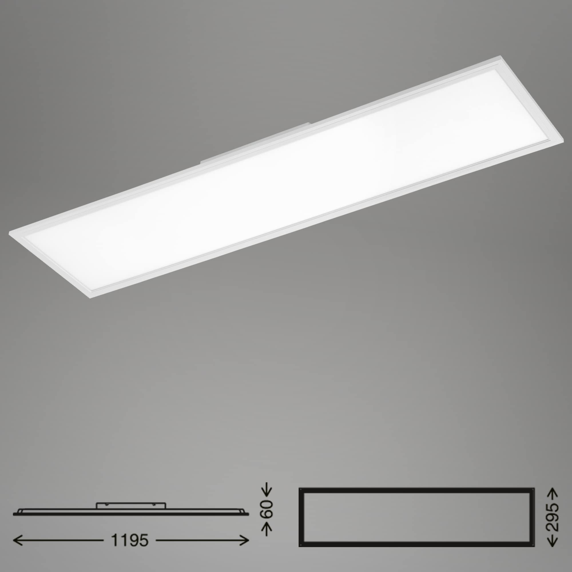 BRILONER - LED Deckenlampe ultraflach, neutralweiße Lichtfarbe, 38 Watt, 4100 Lumen, LED Deckenleuchte, Wohnzimmerlampe, Panel, Küchenlampe, Deckenbeleuchtung, 119,5x29,5x6 cm, Weiß