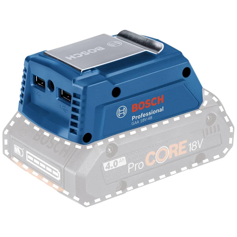 Bosch Professional 18V System Ladegerät GAA 18V-48 (kompakter USB-Ladeadapter, mit 2x 2,4 A Ladestrom)
