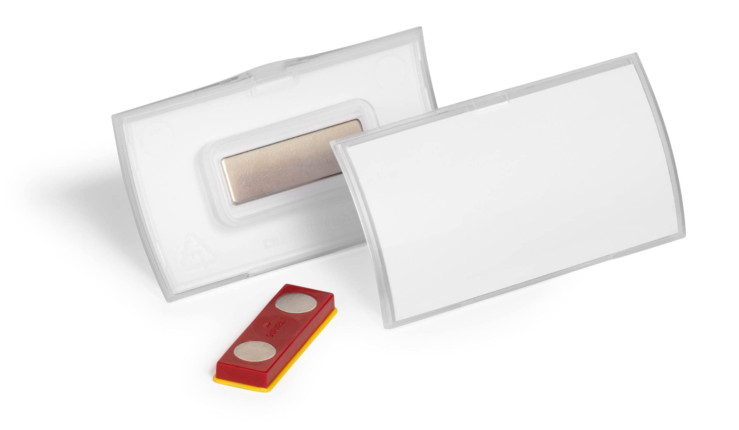 Durable Namensschild CLICK FOLD 40x75 mm mit Magnet verdrehsicher PP, Packung à 10 Stück, transparent, 825919