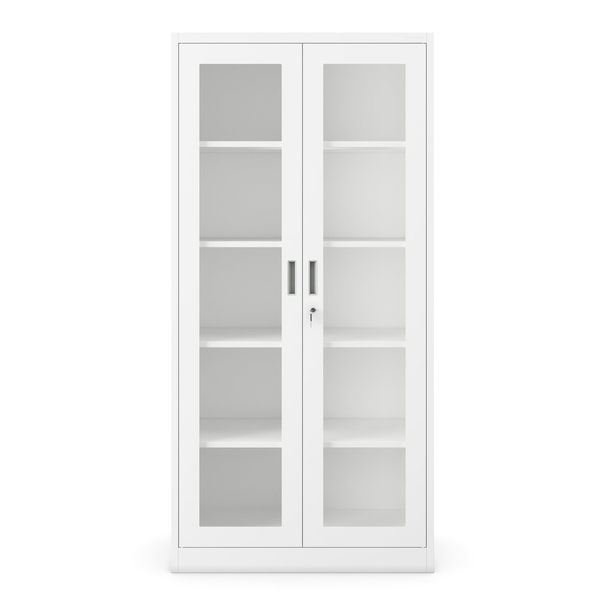 Jan Nowak Aktenschrank C012 Glasvitrine Büroschrank Universalschrank Flügeltürschrank Stahlblech Pulverbeschichtung abschließbar 185 cm x 90 cm x 40 cm (Weiß)