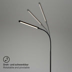 BRILONER – LED Stehlampe dimmbar als Deko im Wohnzimmer und Leselampe, Schwenkbare LED Lampe, Wohnzimmerlampe, Touch, Indirekte Beleuchtung, Schwarz