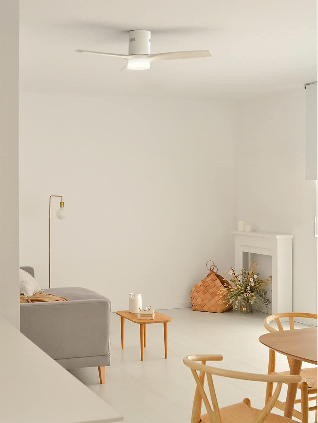 CREATE / WINDCALM M/Deckenventilator ABS mit Beleuchtung Weiß mit Fernbedienung / 40W, Leise, Ø132cm, 6 Geschwindigkeiten, Timer, DC-Motor, Sommer-Winterbetrieb