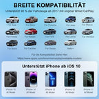 für Apple CarPlay Wireless Adapter, Superschnelle Upgrade von Wired auf Wireless, Plug und Play, Stabile Verbindung, kompatibel mit iPhone iOS 10+ & Autos mit Wired CarPlay
