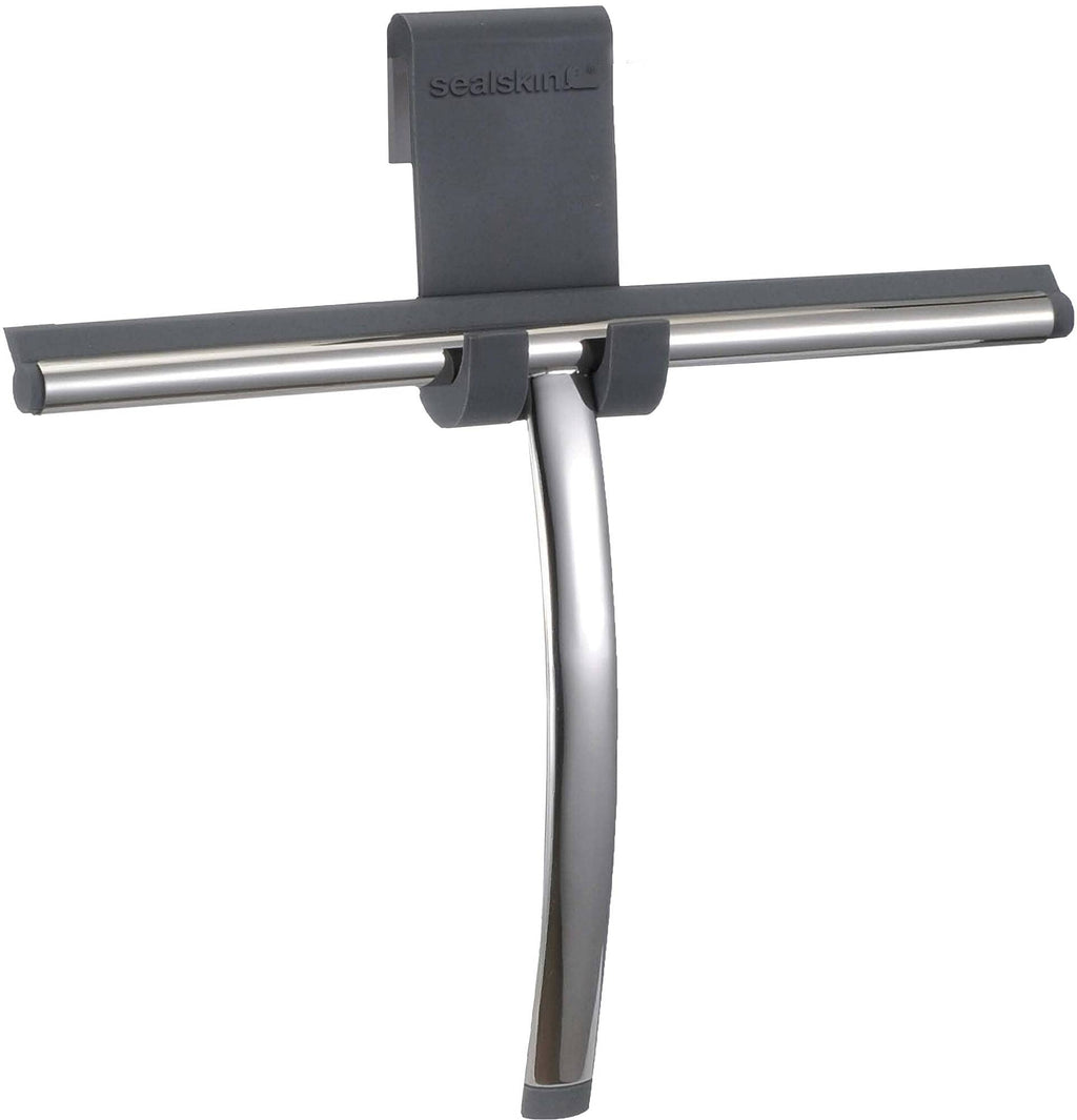 Sealskin Duschabzieher Deluxe, Glaswischer inklusive flexiblem Halter, Edelstahl poliert