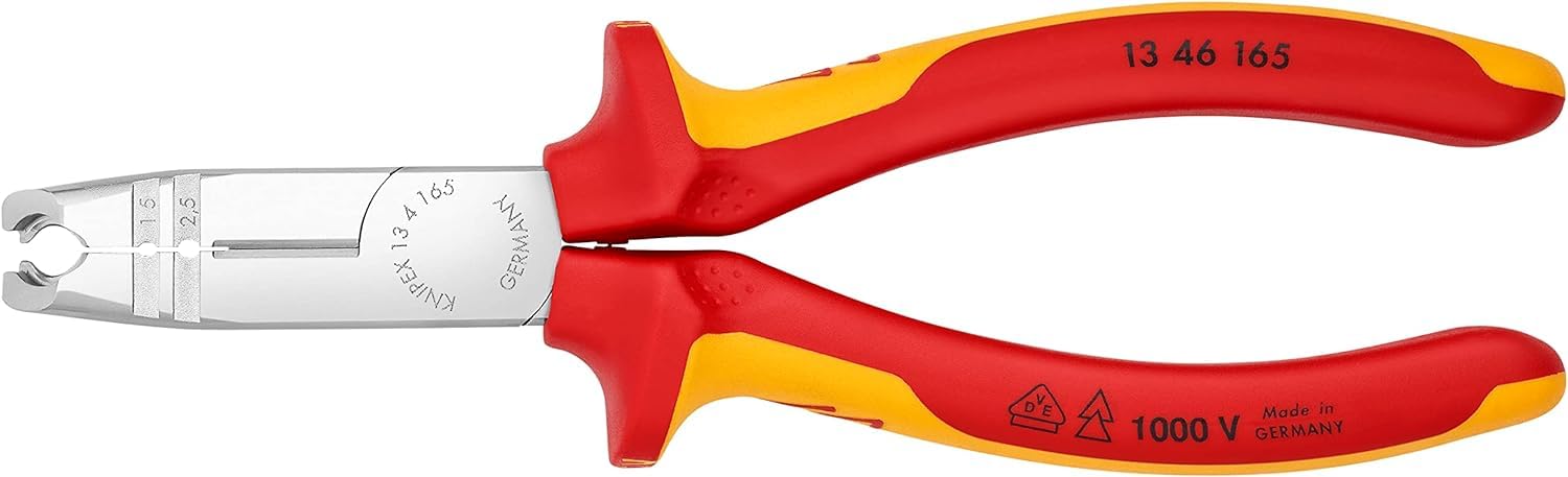 KNIPEX Abmantelungszange verchromt isoliert mit Mehrkomponenten-Hüllen, VDE-geprüft 165 mm, 13 46 165