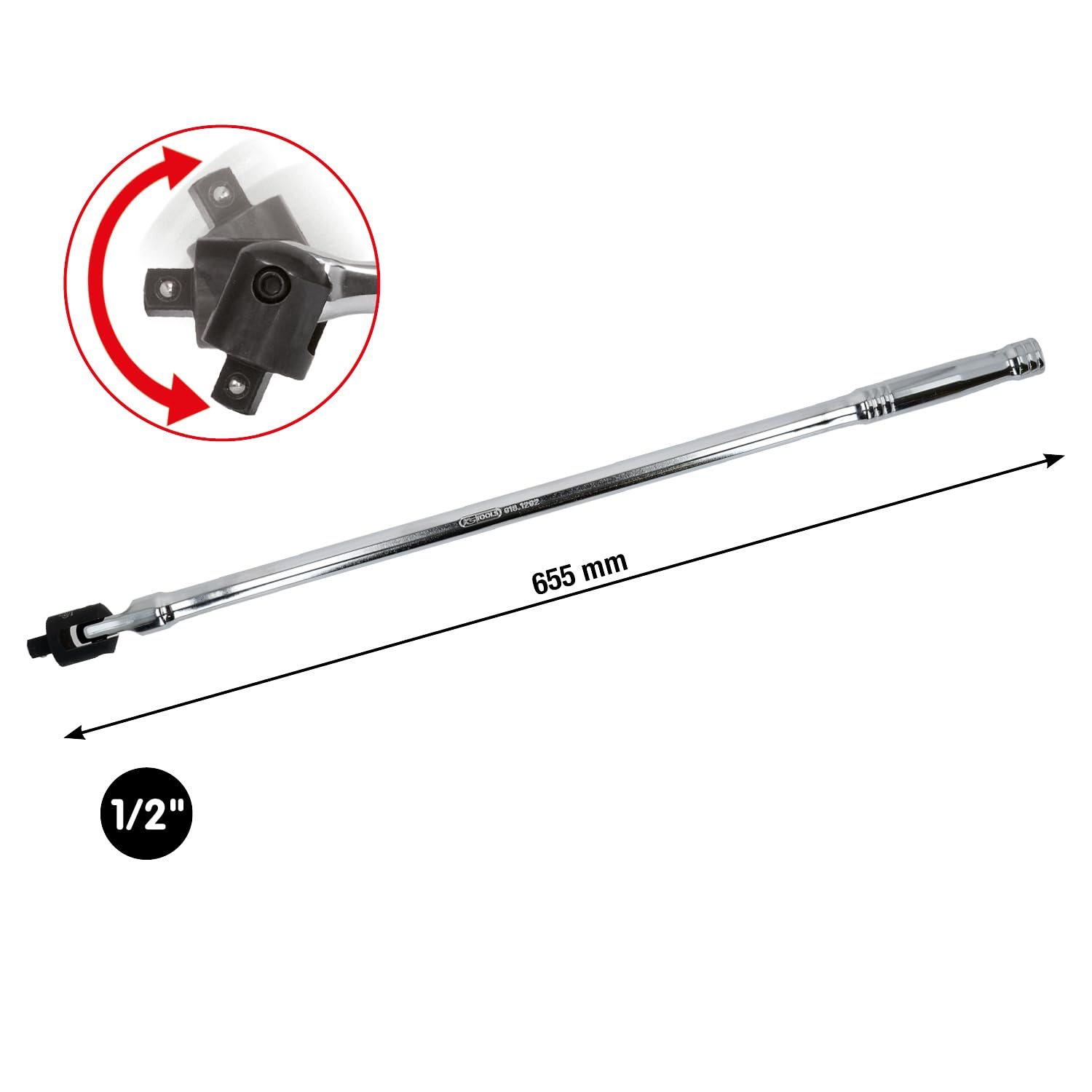 KS Tools 918.1292 1/2" CHROMEplus Gelenk-Steckgriff, 600mm