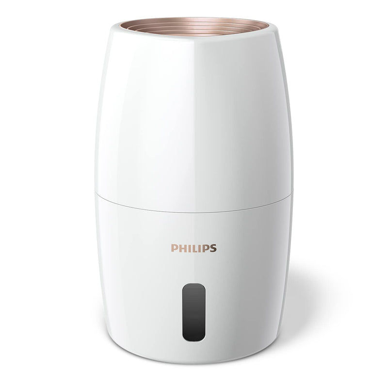 PHILIPS Luftbefeuchter 2000 Serie, hygienische NanoCloud-Befeuchtung, 99,97% weniger Bakterien, 200ml/h, 2L Wassertank, Ultra leise (33dB), Sensor, 3 Stufen, Auto&Schlafmodus, Timer, Weiß (HU2716/10)