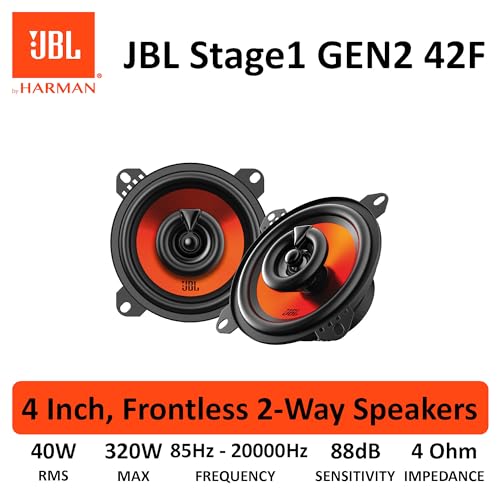 JBL Stage1 GEN2 42F Koaxial Lautsprecher Auto 100mm (4 Zoll): von Harman Kardon Car HiFi mit 40W RMS und 320W Max Einbaulautsprecher Auto Boxen Set - Paarweise