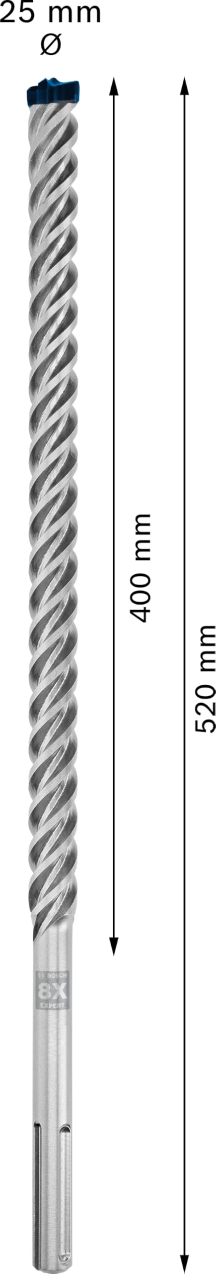 Bosch Professional 1x Expert SDS max-8X Hammerbohrer (für Stahlbeton, Ø 25,00x520 mm, Zubehör Bohrhammer)