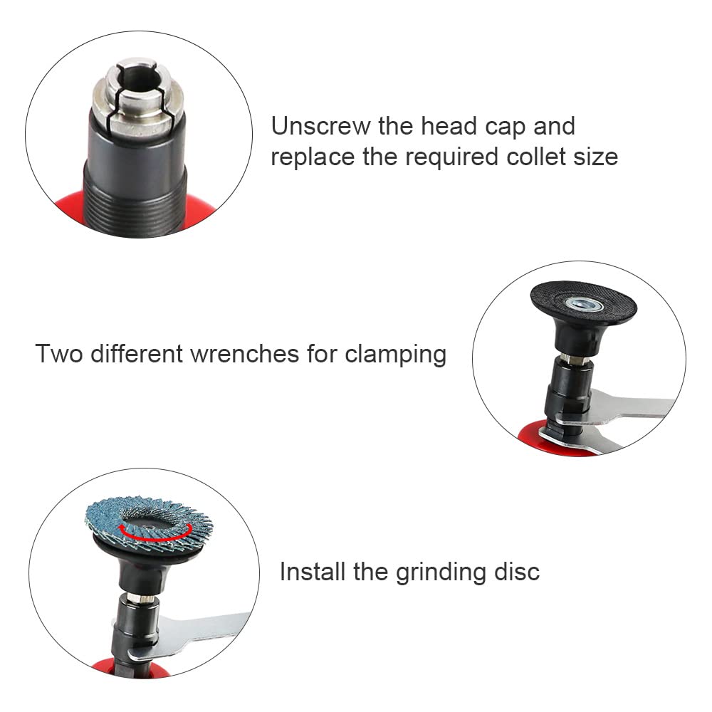 Druckluft Winkelschleifer Set - Mini Druckluft Schleifer mit 6mm & 3mm Spannzange und 20 2 Zoll Schnellwechselscheiben Set, Klein Druckluftschleifer 90° Abgewinkelt zum Schneiden/Schleifen