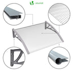 VOUNOT Vordach für Haustür 120 x 80 cm, Überdachung Haustür aus Aluminium und Polycarbonat, Transparentes Pultbogenvordach, Pultvordach, Grau