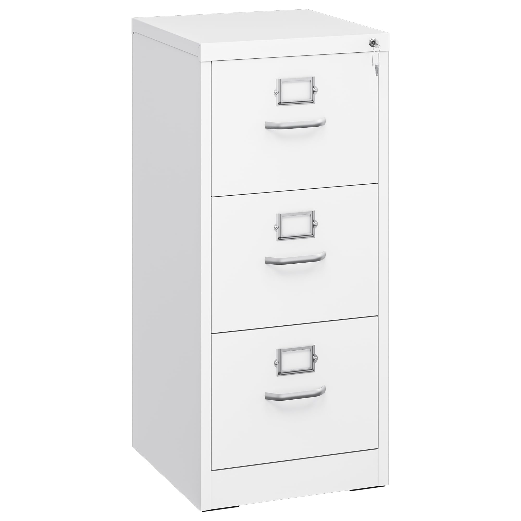 YITAHOME Aktenschrank Abschließbar, Metall Aktenschränke mit 3 Schubladen für A4, Legal, Letter, Anti-Kippen Büroschrank mit Cue-Kartenschlitz für Home-Office, Weiß, 45.8 x 45 x 103cm