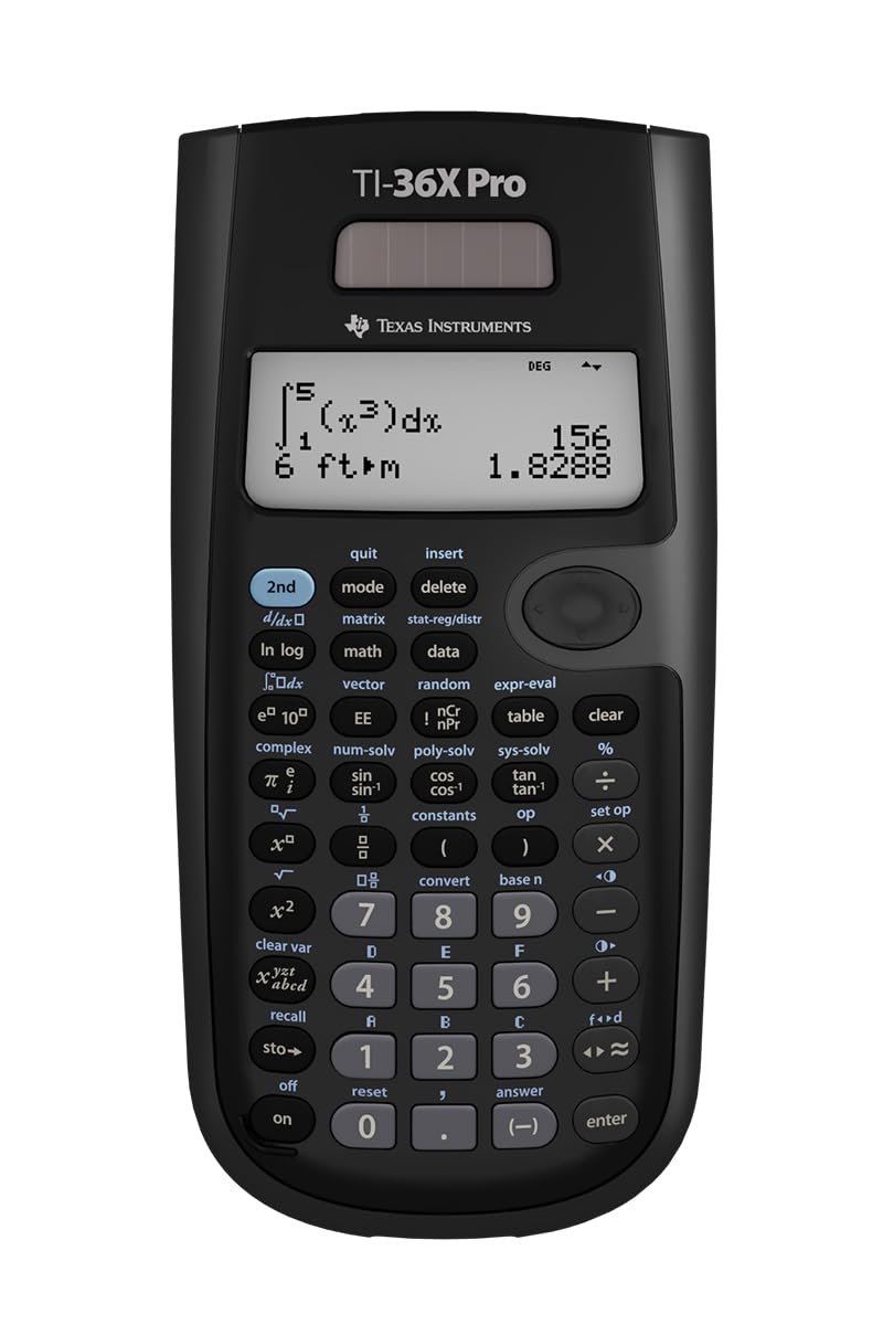 Texas Instruments TI-36X PRO Schulrechner (4-zeilig), nur mit französischer Anleitung und Sprache, 36PRO/TBL/1L1, BLACK