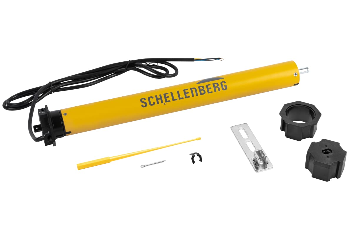 Schellenberg 20610 Rolladenmotor MAXI Standard 10 Nm, mechanische Endlageneinstellung, Rohrmotor für 60 mm Welle, bis 4,2 m² Rollladenfläche, Set inkl. Wandlager