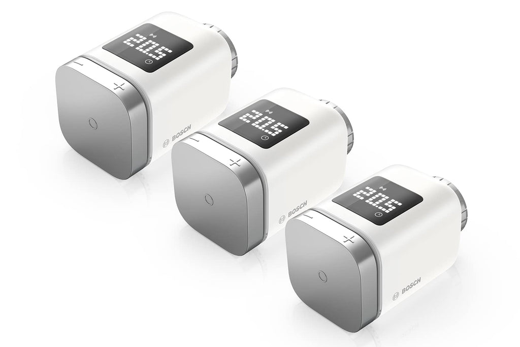 Bosch Smart Home Heizkörperthermostat II, 3er Set, smarte Thermostate mit App-Funktion, kompatibel mit Amazon Alexa, Apple HomeKit, Google Home - Amazon Edition