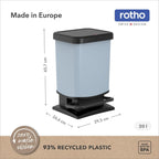 Rotho Paso Mülleimer 20l mit Deckel, Kunststoff (PP recycelt) BPA-frei, blau, 20l (29.3 x 26.6 x 45.7 cm), Nicht zutreffend