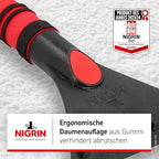 NIGRIN Eiskratzer Auto mit Schneebesen, ergonomischer rutschfester Softgriff, aus hochstabilem ABS, Schwarz-Rot
