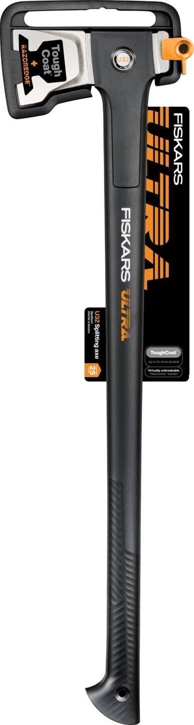 Fiskars Ultra Spaltaxt U32, Leistungsstarke Axt zum Spalten großer Holzstämme, ToughCoat-Beschichtung, Optimierte Balance, Karbonstahl-Klinge/FiberComp-Stiel, 81,5 cm, Schwarz, 1086011
