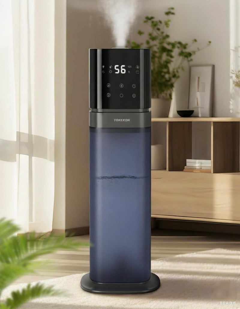 YOKEKON Luftbefeuchter, Luftbefeuchter Schlafzimmer, Kalt Nebel Befeuchter für große Räume, humidifier, 8L Ultraschall befeuchter für das Haus, Top Füllen, Erweitertes Tube, Stille Pflanze Büro, blau