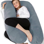 Chilling Home Schwangerschaftskissen, U Form Seitenschläferkissen mit Bezug U Kissen Stillkissen groß Lagerungskissen, Kissen für Frauen und Seitenschläfer(Schwarz Blau)