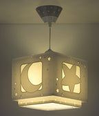 Dalber Lampe kinderzimmer, kinderlampe Pendelleuchte Hängelampe, Deckenleuchte Kinder, Deckenlampe kinderzimmer, Mond und Sterne Grau MoonLight, 63232E, E27