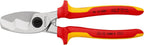 KNIPEX Kabelschere mit Doppelschneide auf SB-Karte verchromt isoliert mit Mehrkomponenten-Hüllen, VDE-geprüft 200 mm, 95 16 200 SB